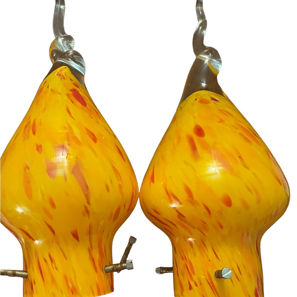Spiral Murano Style Art Glass Light Lamp Shades Globes Orange Gold 12"